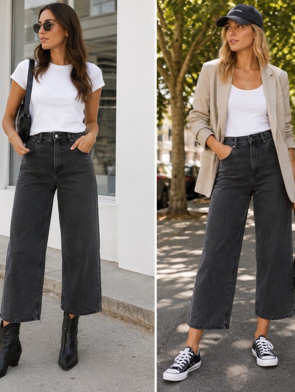 FAT FACE Keswick Charcoal Grey Wide Leg Crop Jeans 🖤🩶
